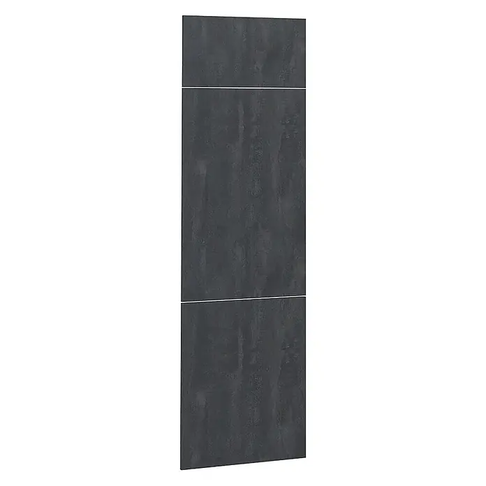 Küchenfront R-Line 59.6 cm Schwarz Beton Art.-Nr. 42824 -  - Dunkelgraue strukturierte Platte mit zwei weißen horizontalen Zierlinien.