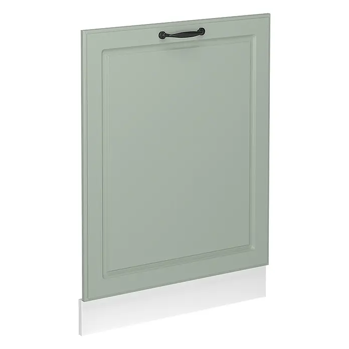 Geschirrspülerblende R-Line 60 cm Mint Landhaus Art.-Nr. 63301 -  - Hellgrüne Schranktür im Shaker-Stil mit schwarzem Griff. Verfügt über ein gerahmtes Paneeldesign.
