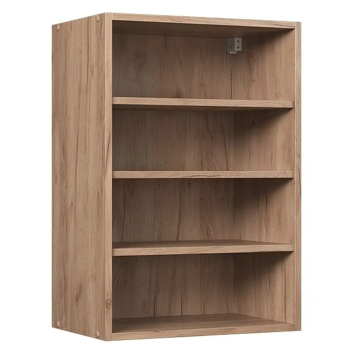 Hängeschrank Fame-Line 50 cm Goldkraft Eiche Art.-Nr. 62731 -  - Helles Wandregal in Holzoptik mit vier Fächern und sichtbarer Metallhalterung.