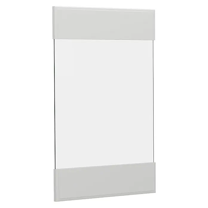 Küchenfront R-Line 39.6 cm Weiß Landhaus Art.-Nr. 36341 -  - Transparentes Paneel mit weißen oberen und unteren Profilen, geeignet für Trennwände oder Möbel.
