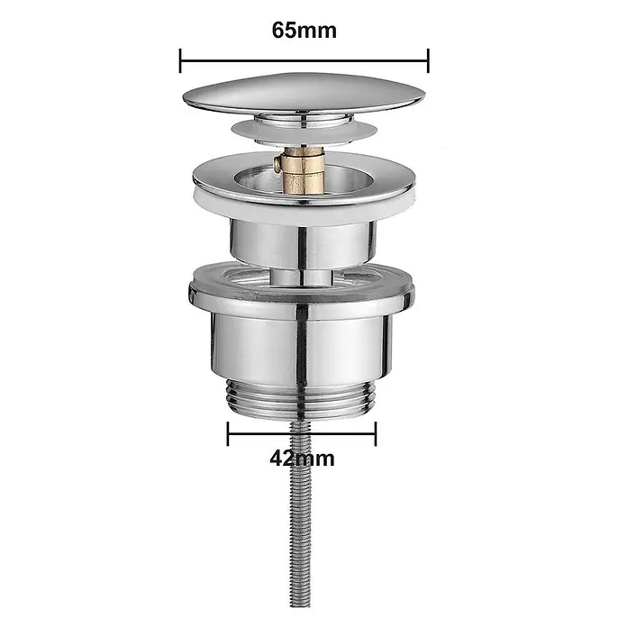 LOMAZOO Waschbecken-Abflussstopfen Clickwaste 42 mm Chrom -  - Verchromter Ablaufstopfen mit 65mm Oberteil und 42mm Gewindeschaft, für Waschbecken.