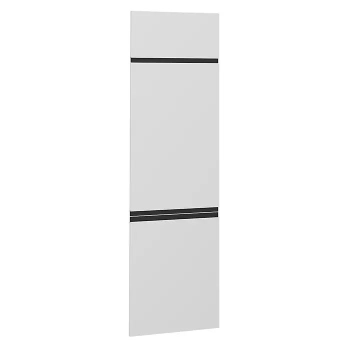 Küchenfront R-Line 59.6 cm Weiß Art.-Nr. 39533 -  - Weiße Schranktür oder Möbelblende mit zwei horizontalen schwarzen Griffleisten.