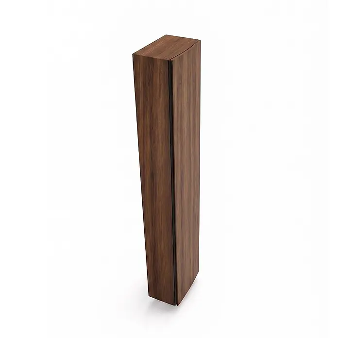 KV Moderne Badhochschrank Tabak hängend, platzsparend 139 cm | Hollywood -  - Hoher, schlanker Schrank aus dunklem Holz mit minimalistischem Design, ideal zur Aufbewahrung.