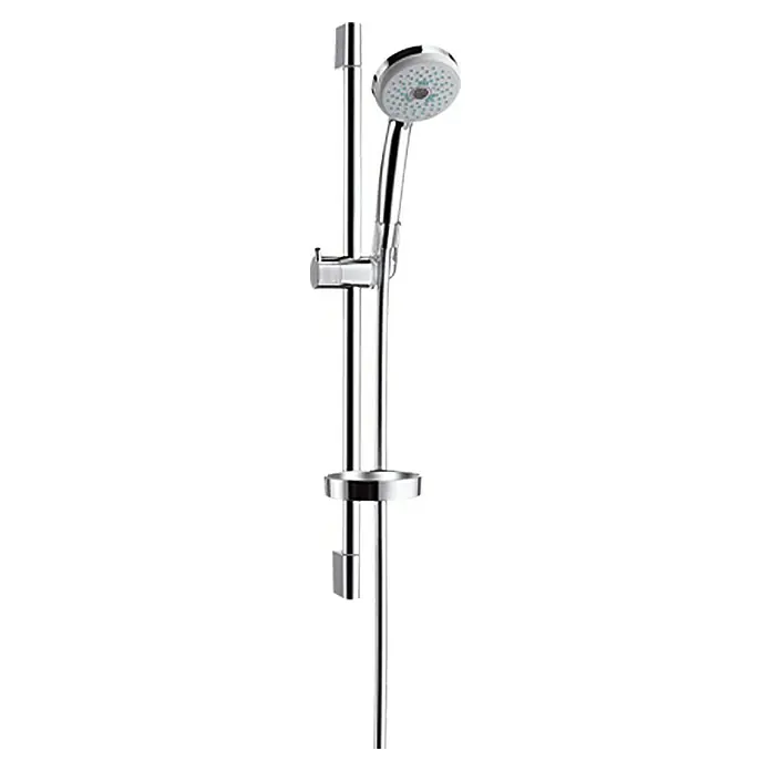 Hansgrohe Croma 100 Brausegarnitur Multi - Lochabstand: 62,5 cm, Art Strahl: Massagestrahl, Monostrahl, Rain, Chrom - Duschstangenset mit Handbrause und verstellbarer Halterung für ein komfortables Duscherlebnis. Hochwertiges Design für moderne Bäder.