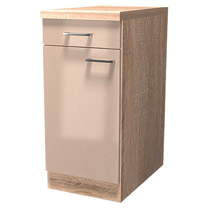 Flex-Well Palma Unterschrank (57 x 40 x 86 cm, Dekor Front: Kaschmir Glanz, Dekor Korpus: Sonoma Eiche (außen))