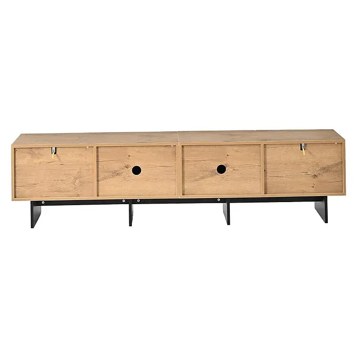SONNENH TV-Lowboard 180 x 38,5 x 45 cm, Natur -  - TV-Lowboard in heller Holzoptik mit vier Fächern, zwei Kabelöffnungen und schwarzen Beinen.