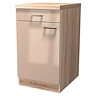 Flex-Well Palma Unterschrank (57 x 50 x 86 cm, Dekor Front: Kaschmir Glanz, Dekor Korpus: Sonoma Eiche (außen))