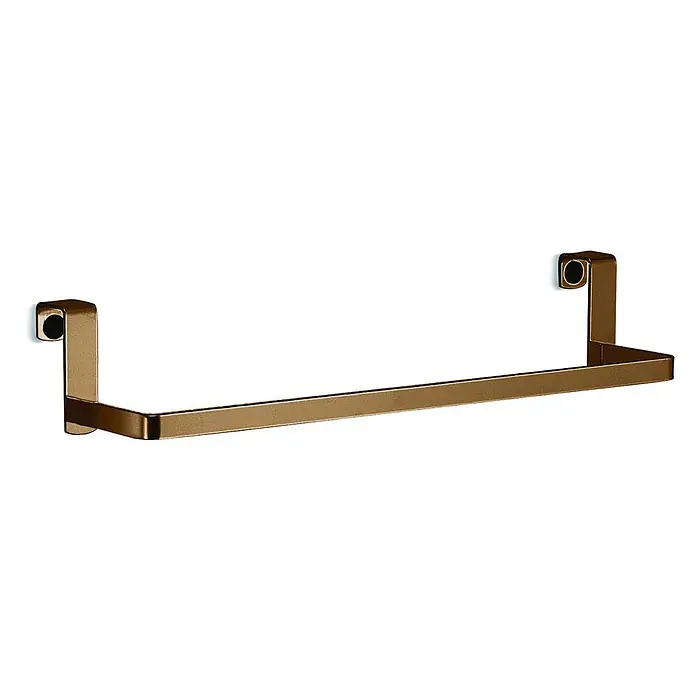 KV Handtuchhalter für Tür oder Möbel aus Edelstahl mattgold, ohne Bohren -  - Bronze-farbener Handtuchhalter zum Einhängen über die Tür, mit rechteckiger Stange.