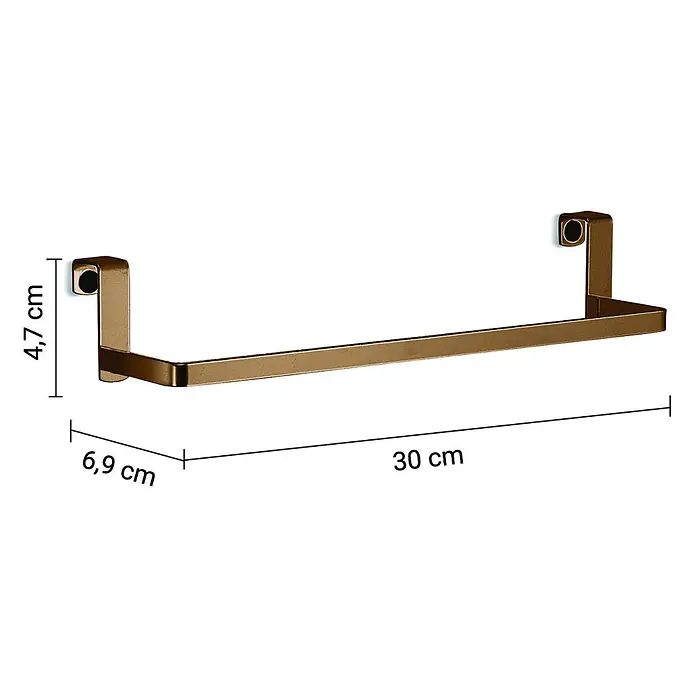 KV Handtuchhalter für Tür oder Möbel aus Edelstahl mattgold, ohne Bohren -  - Bronze-farbiger Handtuchhalter zum Einhängen, Maße 30x6,9x4,7 cm.