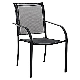 Sunfun Silla de jardín Lea (L x An x Al: 56 x 66 x 86 cm, Negro, Acero/Textiline, Apilable)