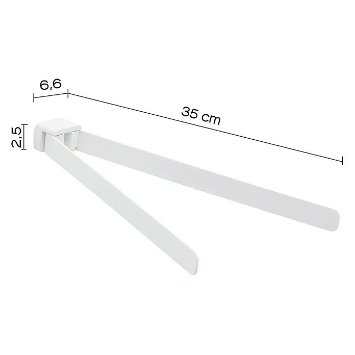 KV Handtuchhalter in mattweißer ausführung | Giacinto -  - Weißer klappbarer Handtuchhalter, 35 cm lang, mit einer Basis von 6,6 cm Breite und 2,5 cm Höhe.