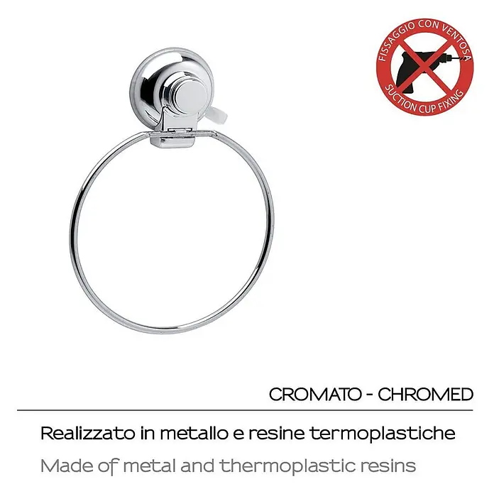 KV Verchromter Badetuchring mit Saugnapf | Menta -  - Verchromter Handtuchring aus Metall mit Saugnapfbefestigung.