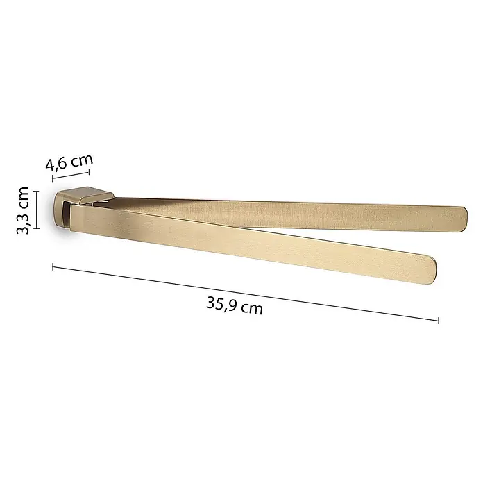 KV Schwenkbarer Handtuchhalter Wandmontage mattgold | Palazzo -  - Gebürsteter goldener doppelter schwenkbarer Handtuchhalter, 35,9 cm lang.
