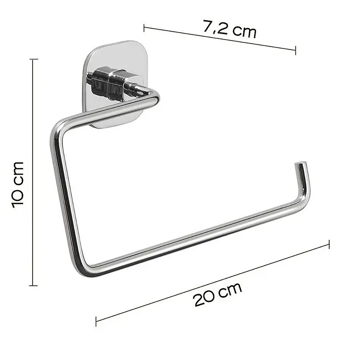 KV Moderner Handtuchring aus Edelstahl | Timo -  - Glänzender Handtuchhalter aus verchromtem Metall in U-Form, 10 cm H x 20 cm L x 7,2 cm T.