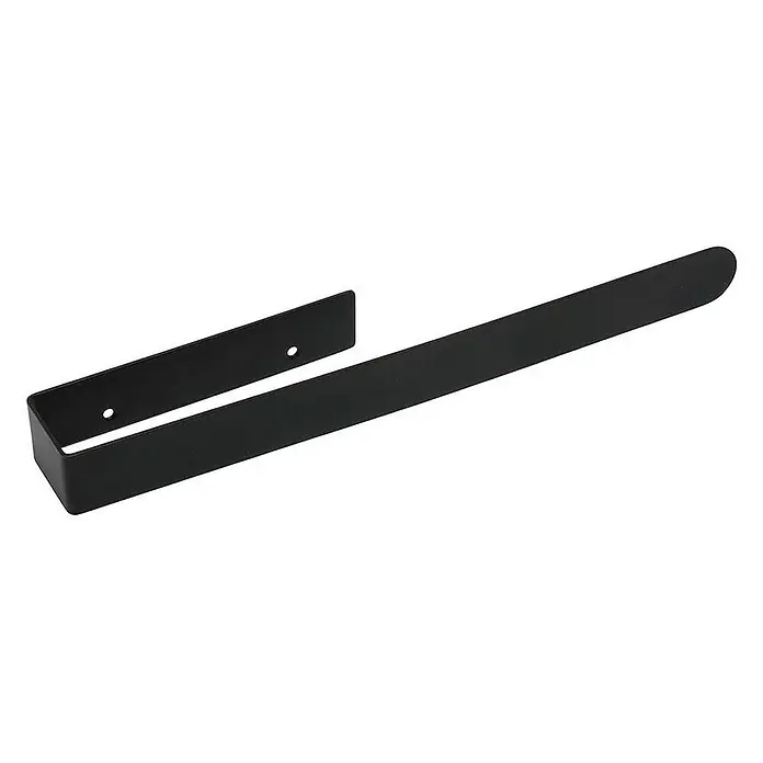 KV Handtuchhalter für Badmöbelseite aus schwarzem Edelstahl, matt -  - Schwarze U-förmige Metallhalterung mit Befestigungslöchern.