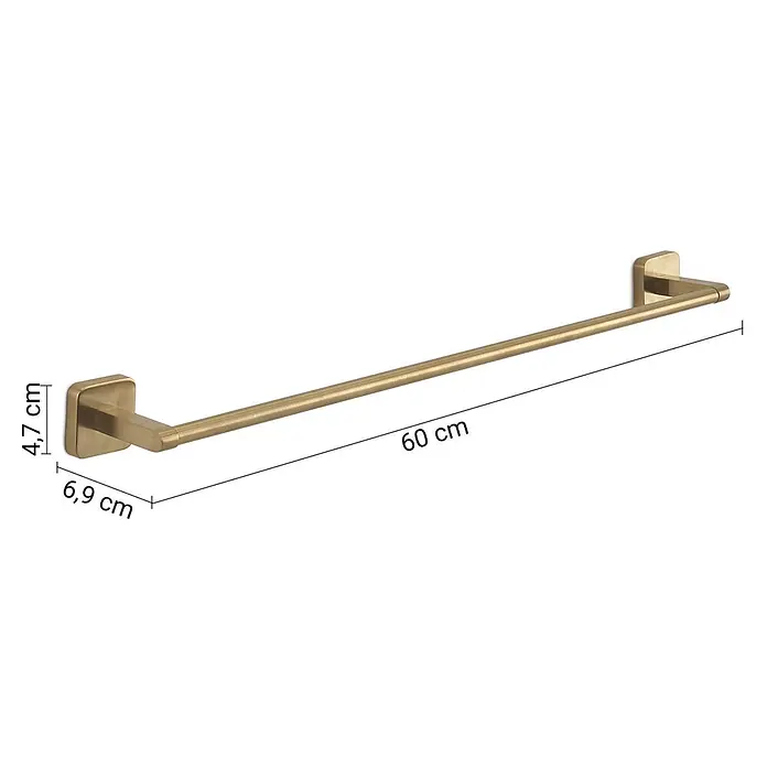 KV Handtuchhalter 60 cm mattgold Wandmontage | Tahiti -  - Handtuchstange in mattem Gold, 60 cm lang, mit quadratischen Wandhalterungen.