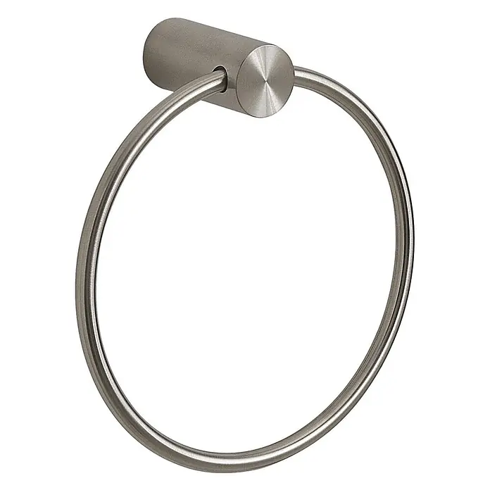 KV Handtuchring aus gebürstetem Edelstahl | Aloe -  - Handtuchring aus satiniertem Metall mit zylindrischer Wandhalterung.