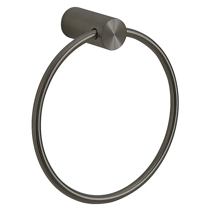 KV Handtuchring aus Edelstahl Gun Metal | Aloe -  - Dunkelgrauer Metall-Handtuchring mit zylindrischer Wandhalterung.