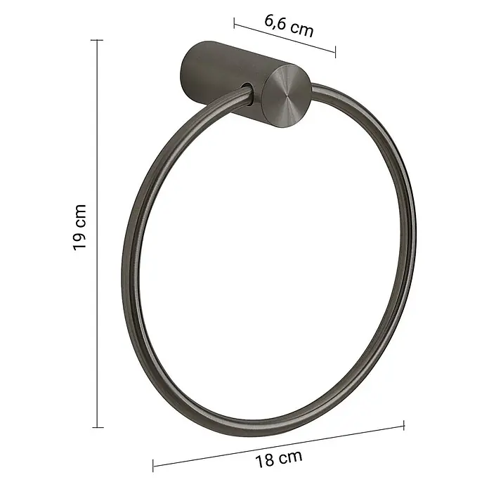 KV Handtuchring aus Edelstahl Gun Metal | Aloe -  - Dunkelgrauer Metall-Handtuchring mit zylindrischer Wandhalterung.