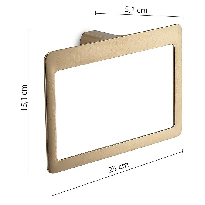 KV Handtuchring zur Wandmontage, mattgold, Serie Palazzo -  - Goldfarbener, rechteckiger Handtuchhalter mit schrägem Design.
