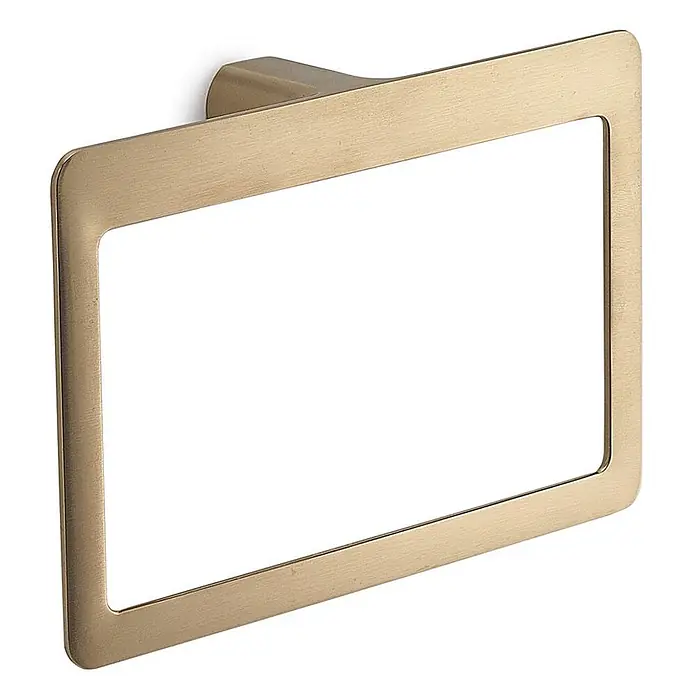 KV Handtuchring zur Wandmontage, mattgold, Serie Palazzo -  - Moderner rechteckiger Handtuchring in gebürstetem Messing, zur Wandmontage.