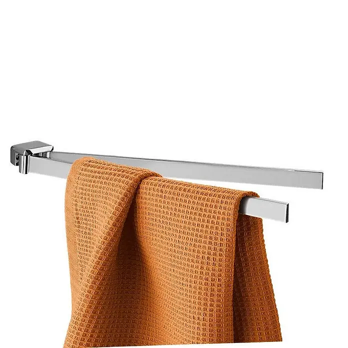 KV Doppelte Handtuchstange | Senator -  - Verchromter Doppeltuchhalter mit einem orangefarbenen Waffelhandtuch.