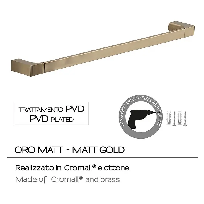 KV Handtuchhalter 60 cm mattgold zur Wandmontage | Palazzo -  - Mattgoldener Handtuchhalter aus Cromall® und Messing, PVD-beschichtet.