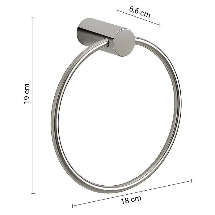 KV Handtuchhalter Ring aus glänzendem Edelstahl | Aloe -  - Handtuchring aus gebürstetem Metall, 19x18 cm, 6,6 cm tief.