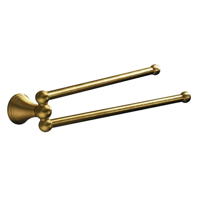 KV 2-armiger Handtuchhalter aus bronzefarbenem Edelstahl | Rosa -  - Doppelter Handtuchhalter aus gebürstetem Messing mit dekorativen Endstücken.