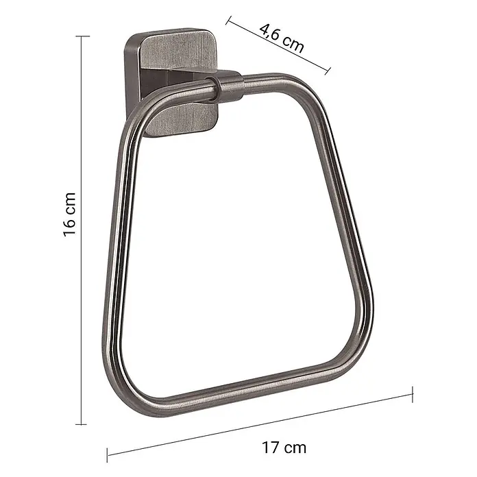 KV Handtuchring aus Gun Metal zur Wandmontage | Tahiti -  - Handtuchring aus gebürstetem Metall in Dunkelsilber, 16x17x4,6 cm.