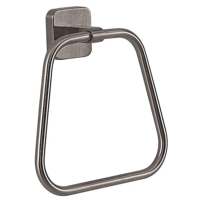 KV Handtuchring aus Gun Metal zur Wandmontage | Tahiti -  - Quadratischer Handtuchring aus gebürstetem Metall. Wandmontiertes Badaccessoire.