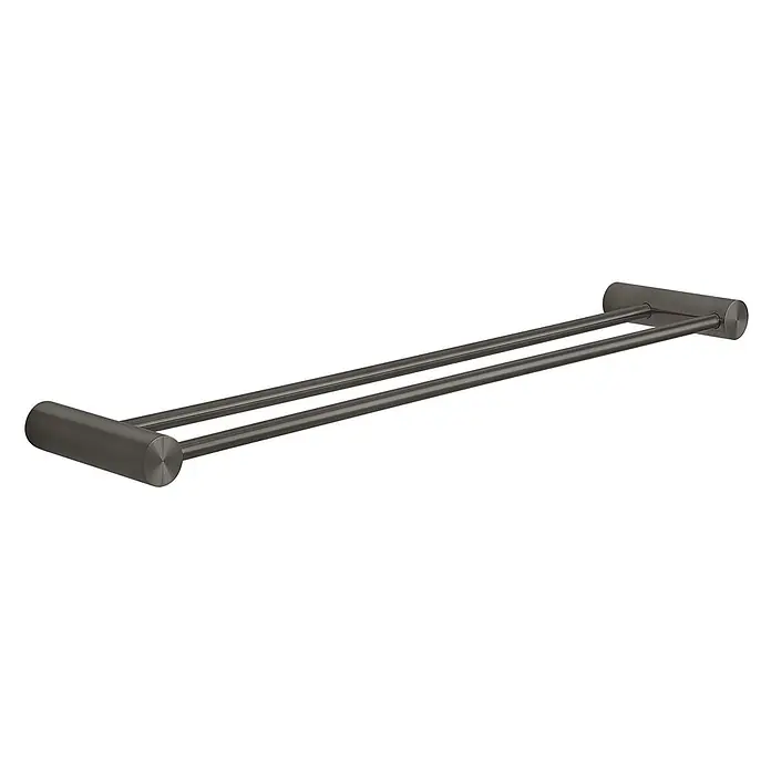 KV Doppel-Handtuchhalter 60 cm aus Edelstahl Gun Metal | Aloe -  - Dunkelgraue doppelte Handtuchstange aus gebürstetem Metall.