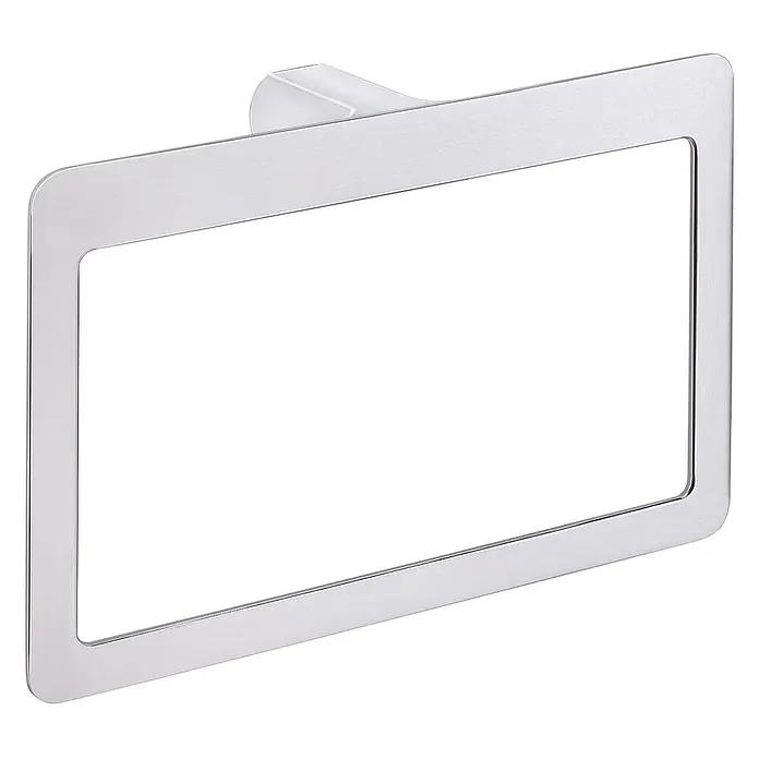 KV Runder Handtuchhalter zur Wandmontage, verchromt | Palazzo -  - Moderner rechteckiger Handtuchring aus gebürstetem Chrom für Badezimmer.