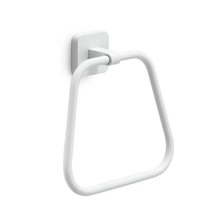KV Handtuchhalter Ring zur Wandmontage, mattweiß, Tahiti -  - Weißer, quadratisch montierter Handtuchring mit modernem, dreieckigem Design.