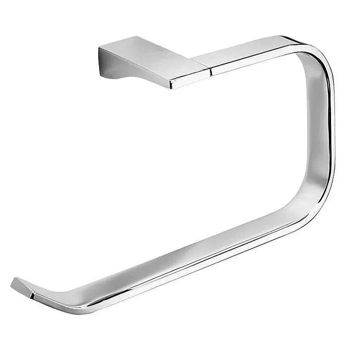 KV Verchromter Handtuchring aus Messing | Greta -  - Handtuchring aus poliertem Chrom mit modernem, offenem, rechteckigem Design.