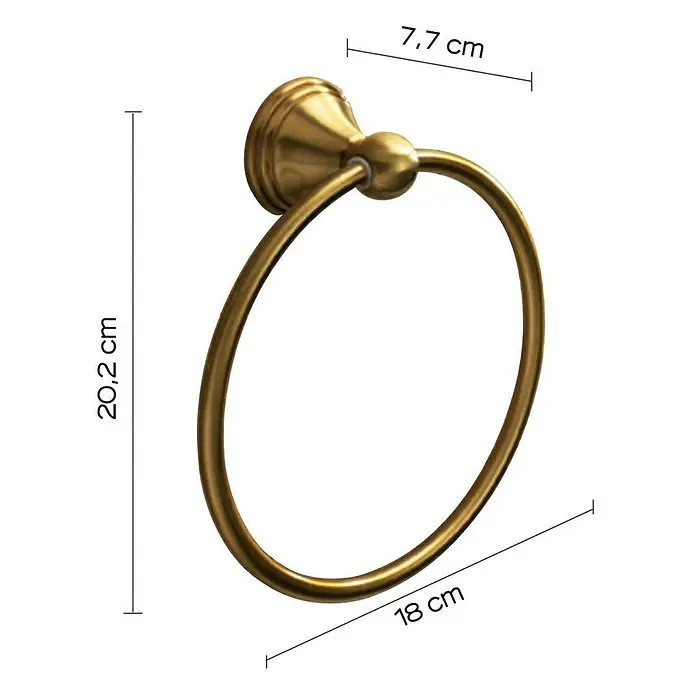 KV Edelstahl Handtuchring in Bronze ausführung | Rosa -  - Goldfarbener Handtuchring für Badezimmer. Gesamthöhe 20,2 cm, Ringbreite 18 cm, Tiefe 7,7 cm.