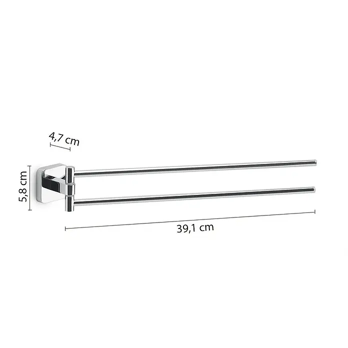 KV Schwenkbarer Handtuchhalter zur Wandmontage, Chrom – Tahiti -  - Verchromter Doppel-Schwenkhandtuchhalter, 39,1 cm lang, zur Wandmontage.