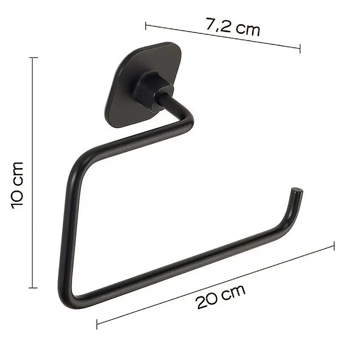 KV Badetuchring in Schwarz aus Edelstahl | Timo -  - Schwarzer Metall-Handtuchhalter mit Maßen.
