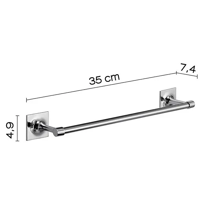 KV Handtuchalter aus verchromten Messing, verstellbar | Mimosa -  - Polierte Chrom-Handtuchstange, 35 cm lang, mit quadratischen Wandhalterungen. Ragt 7,4 cm von der Wand ab.