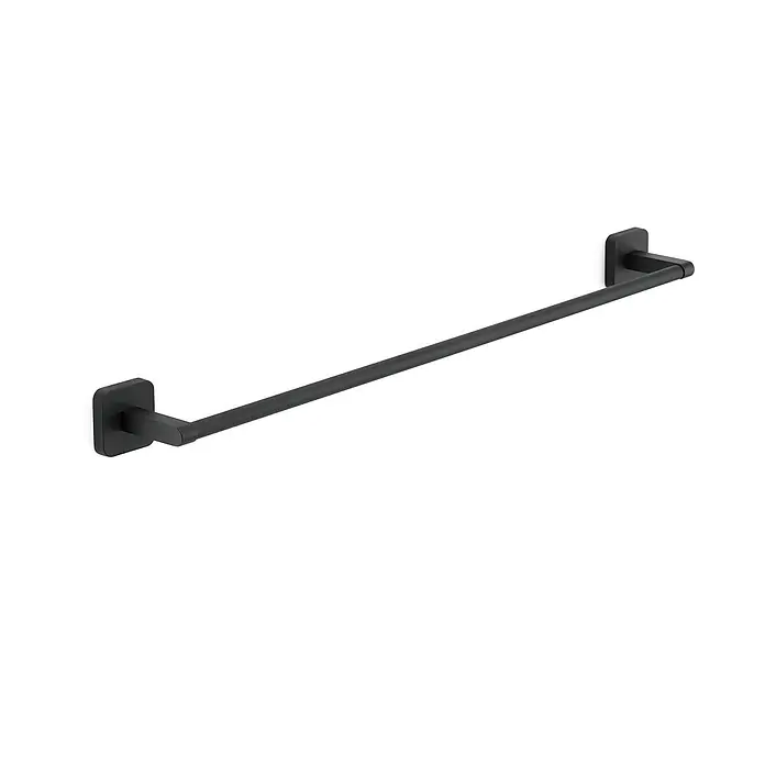 KV Handtuchhalter 60 cm schwarz matt zur Wandmontage | Tahiti -  - Mattschwarze wandmontierte Handtuchstange mit quadratischen Wandhalterungen.