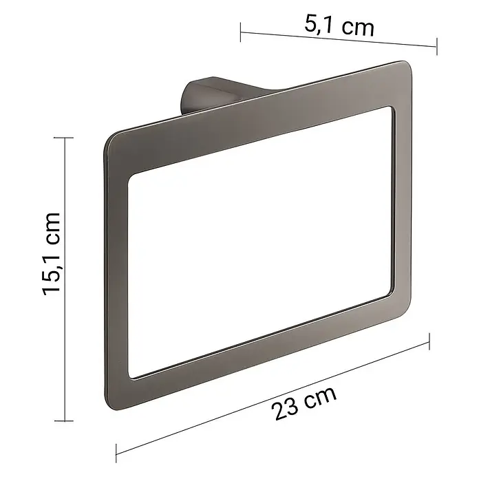 KV Handtuchhalter Ring Gun Metal | Palazzo – Wandmontage, Messing, modernes -  - Anthrazitfarbener matter, rechteckiger Handtuchring aus Metall.