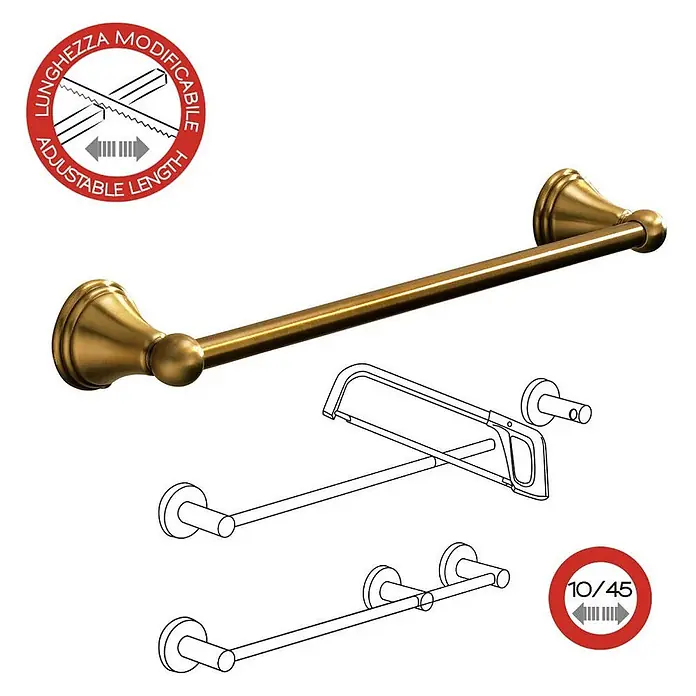 KV 45cm breite Handtuchstange Bronzeoptik | Rosa -  - Verstellbare Handtuchstange in Messingoptik mit Zierhalterungen, hervorhebend ihre anpassbare Länge.