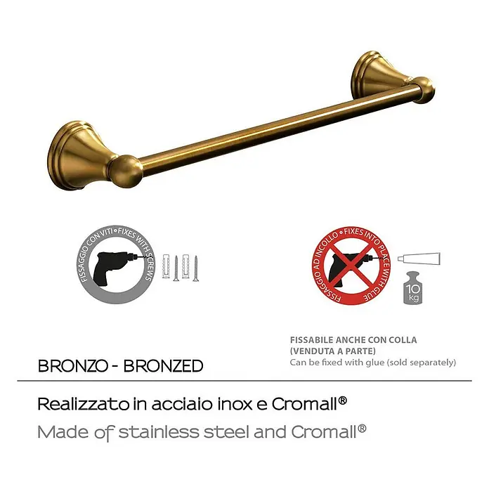 KV 45cm breite Handtuchstange Bronzeoptik | Rosa -  - Bronzierte Handtuchstange aus Edelstahl und Cromall gefertigt.