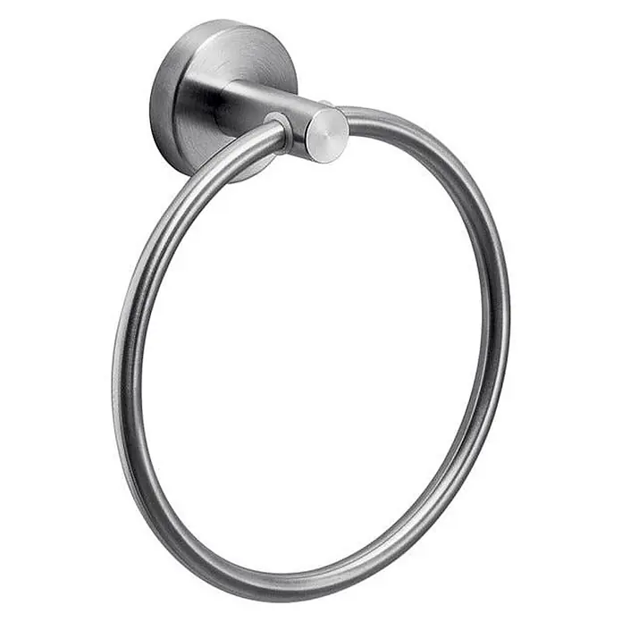 KV Verchromter Handtuchring aus gebürstetem Edelstahl | Loto -  - Gebürsteter Metall-Handtuchring mit runder Wandhalterung.