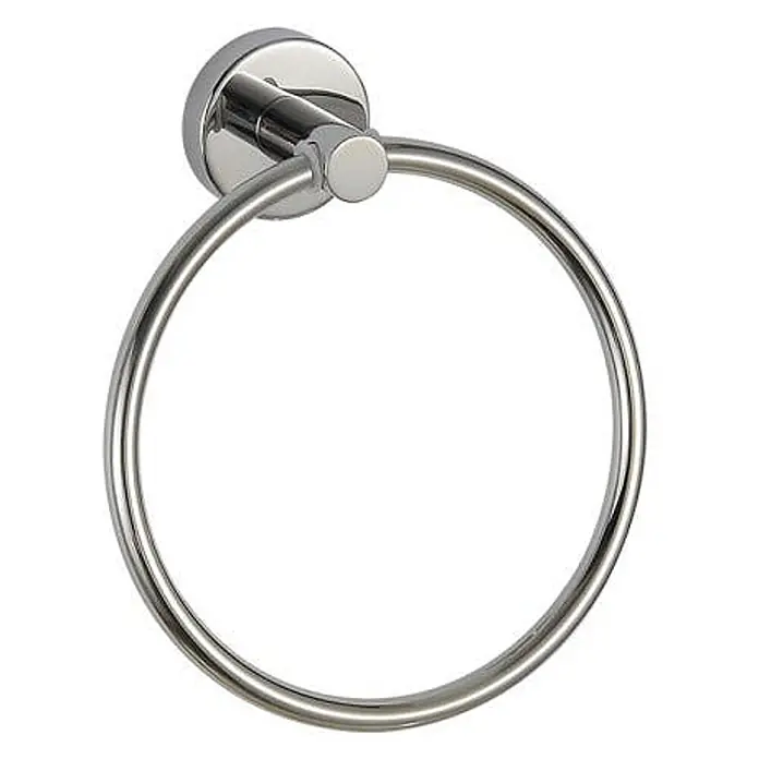 KV Handtuchring aus glänzendem Edelstahl | Loto -  - Runder, polierter Chrom-Handtuchring zur Wandmontage im Bad.