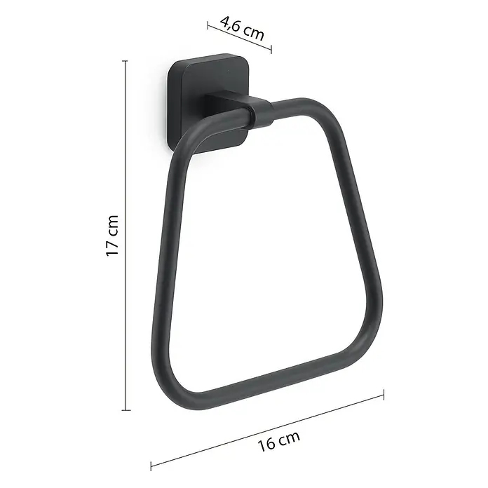KV Handtuchhalter Ring Wandmontage matt schwarz | Tahiti -  - Mattschwarzer quadratischer Handtuchring.