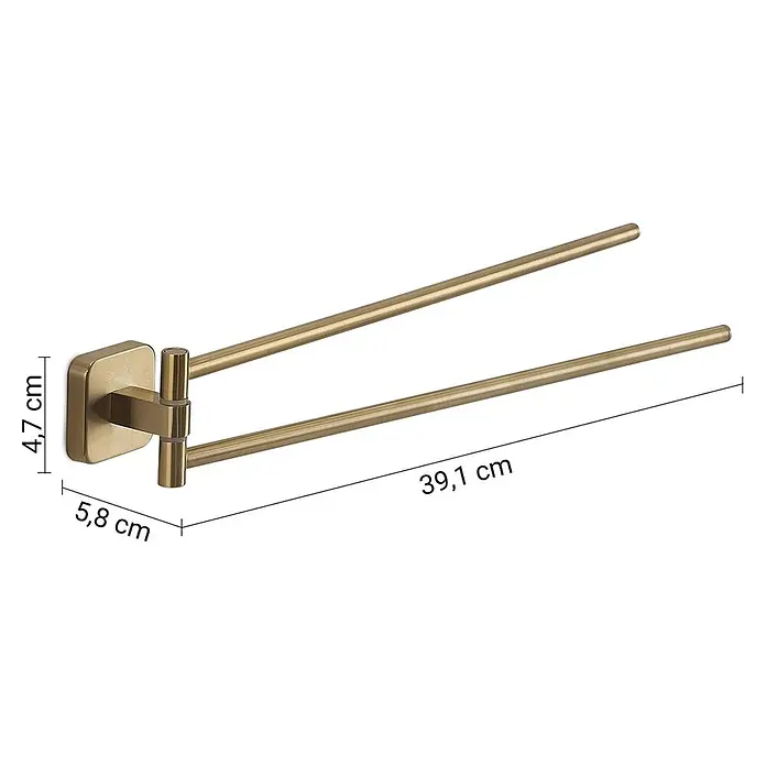 KV Schwenkbarer Handtuchhalter Wandmontage mattgold | Tahiti -  - Gebürsteter goldener Doppel-Schwenkhandtuchhalter mit zwei Armen.