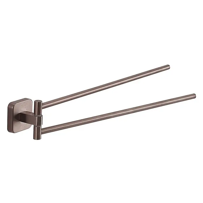 KV Schwenkbarer Handtuchhalter in Roségold zur Wandmontage | Tahiti -  - Bronzefarbener, gebürsteter Metall-Doppelschwenkhandtuchhalter für das Badezimmer.