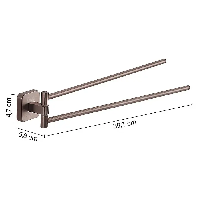 KV Schwenkbarer Handtuchhalter in Roségold zur Wandmontage | Tahiti -  - Schwenkbarer Doppel-Handtuchhalter aus gebürsteter Bronze, 39,1 cm lang.