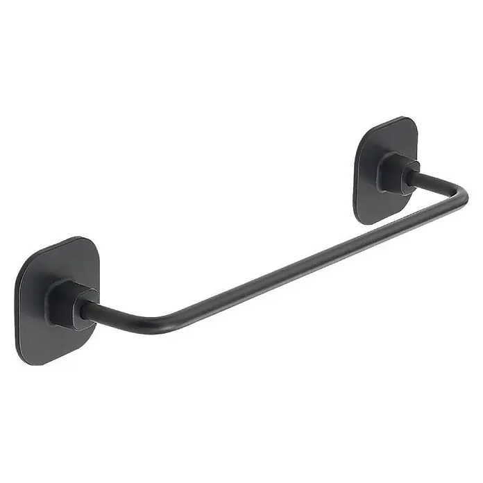 KV Handtuchhalter aus mattschwarzen Edelstahl | Timo -  - Mattschwarze Handtuchstange aus Metall mit abgerundeten rechteckigen Wandhalterungen.